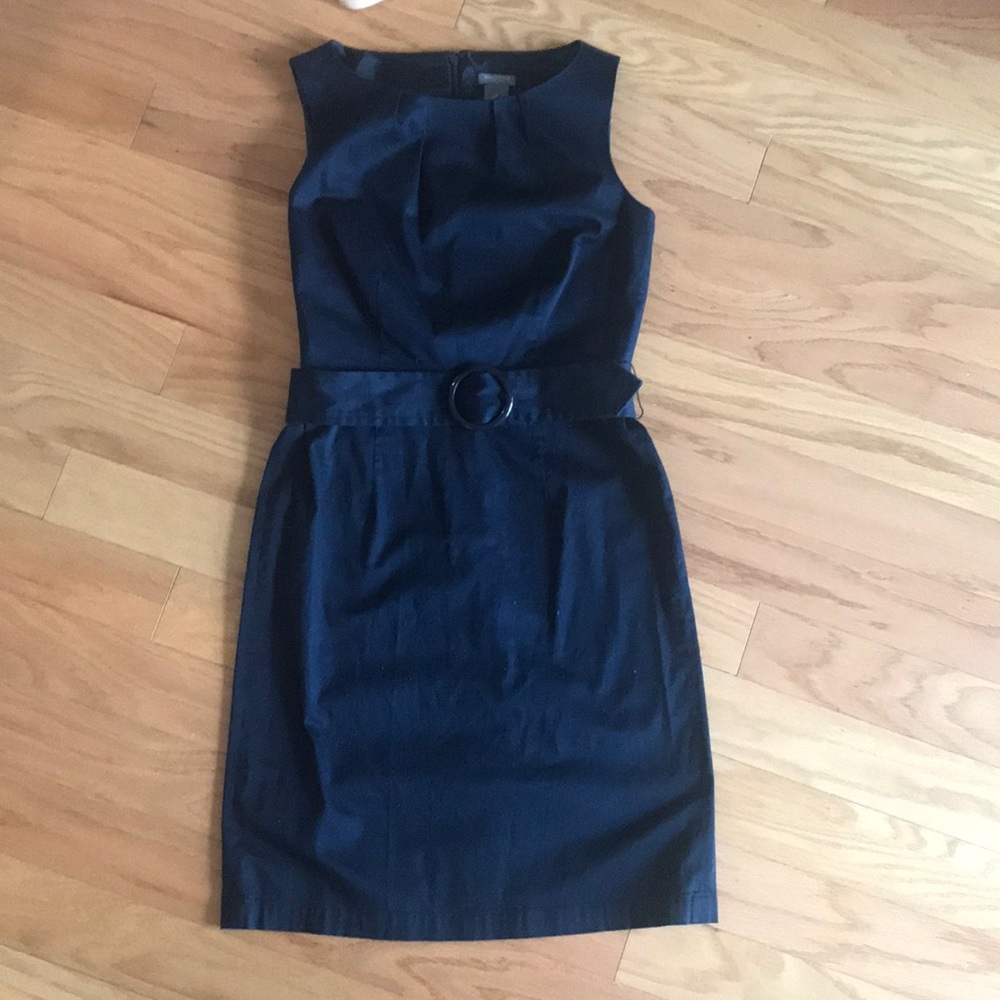 Ann Taylor petite navy blue sheath dress